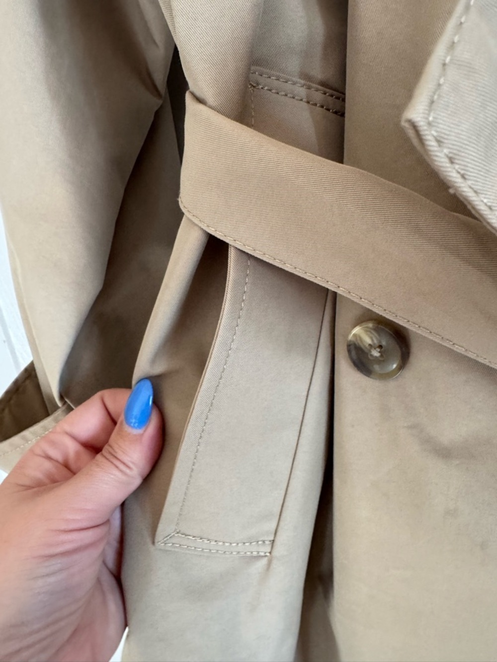 GAP Khaki Double-Breasted Trench Coat with Belt - Picture 11 of 16